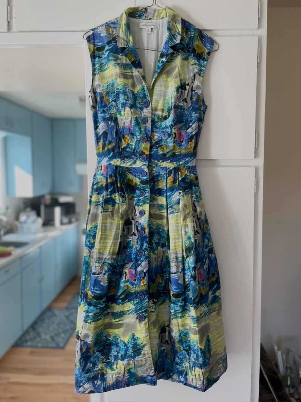 NWOT Emily and Fin “Bake Shop Browsing” Lined Midi Dress w/ Pockets - Picture 2 of 5